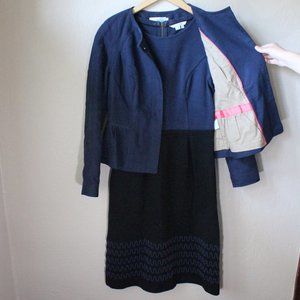Boden Dress and Jacket Set Navy Blue and Black Size 6